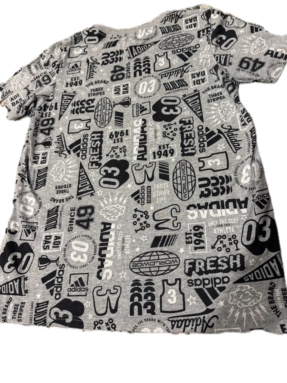 adidas Grey All-Over Logo Graphic Short Sleeve Tee